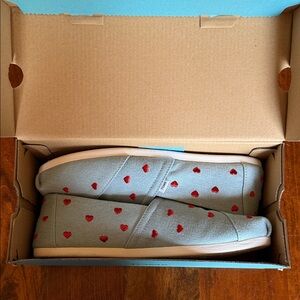 Toms denim with Red Heart Print Alpargata